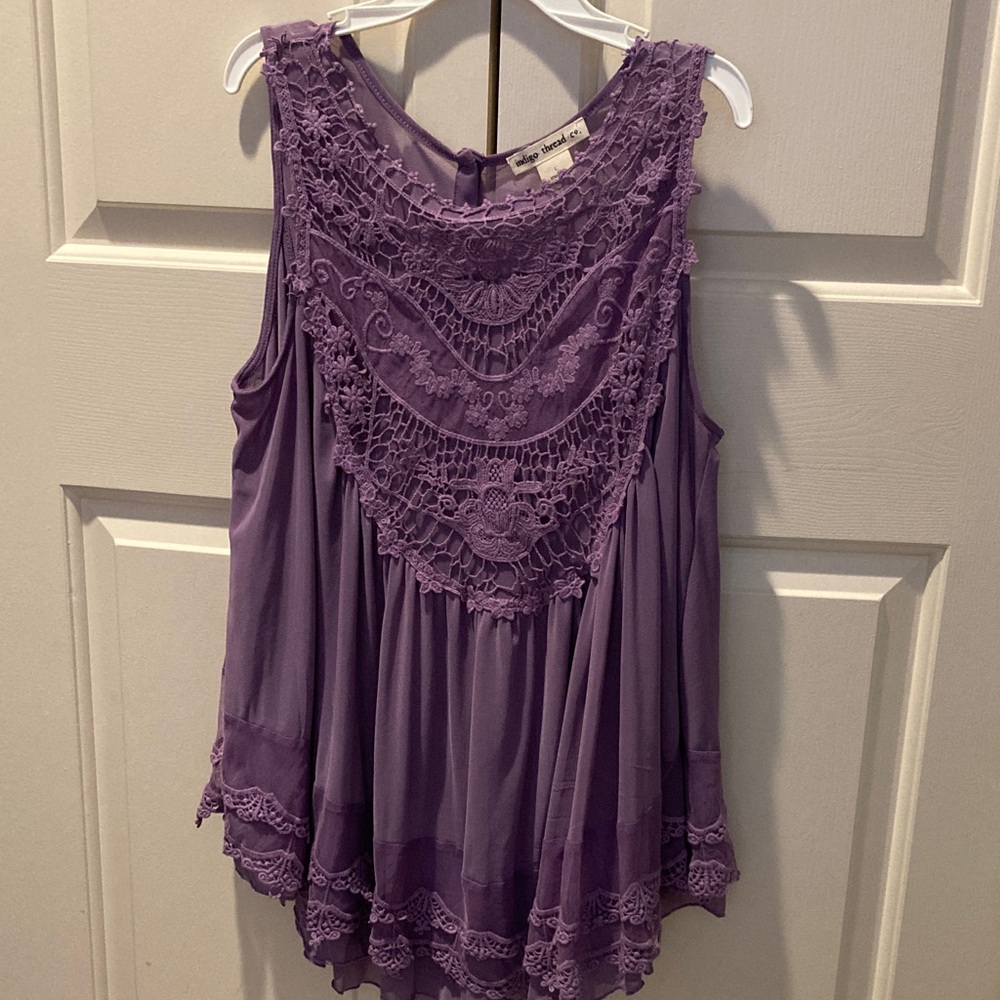 Elegant Purple Lace Blouse